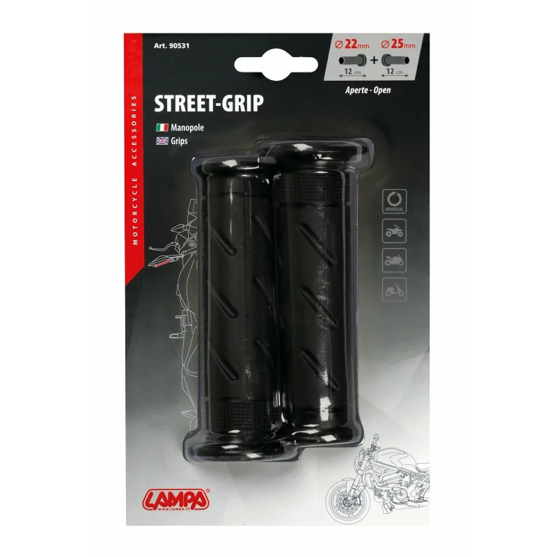 Mânere ghidon moto universale Street Grip, negre, set 2 buc