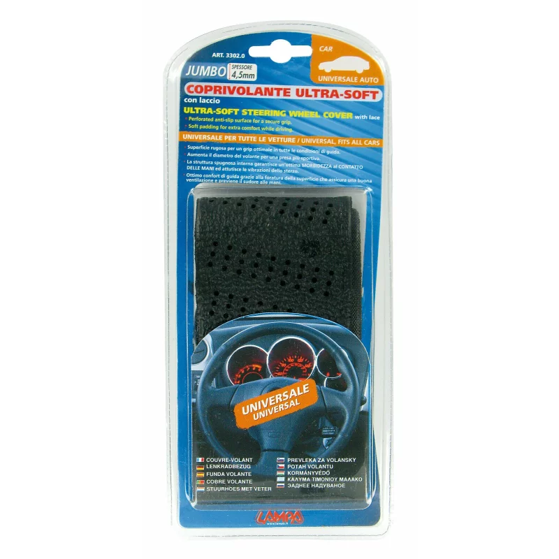 Husă volan cu șiret universal Jumbo-Car, perforată, confort sporit