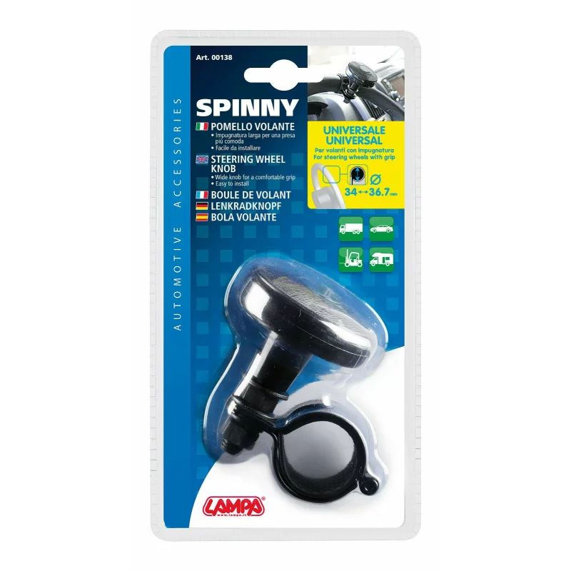 Nuca de rotire volan Spinny universală, neagră, prindere confortabilă