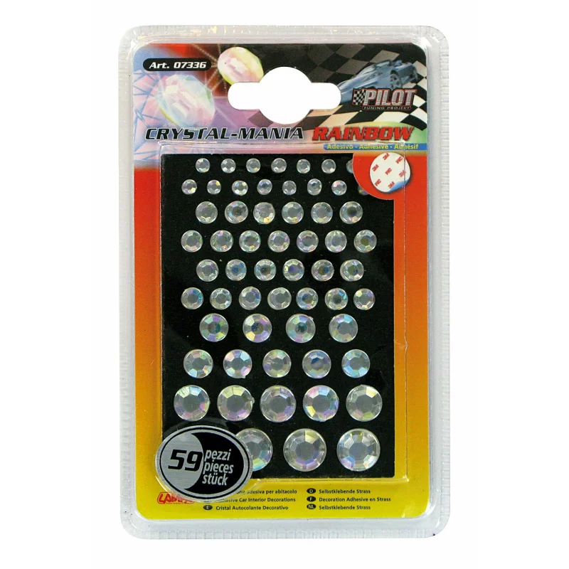 Set ornamente cristal auto Curcubeu cu adeziv, 59 bucati