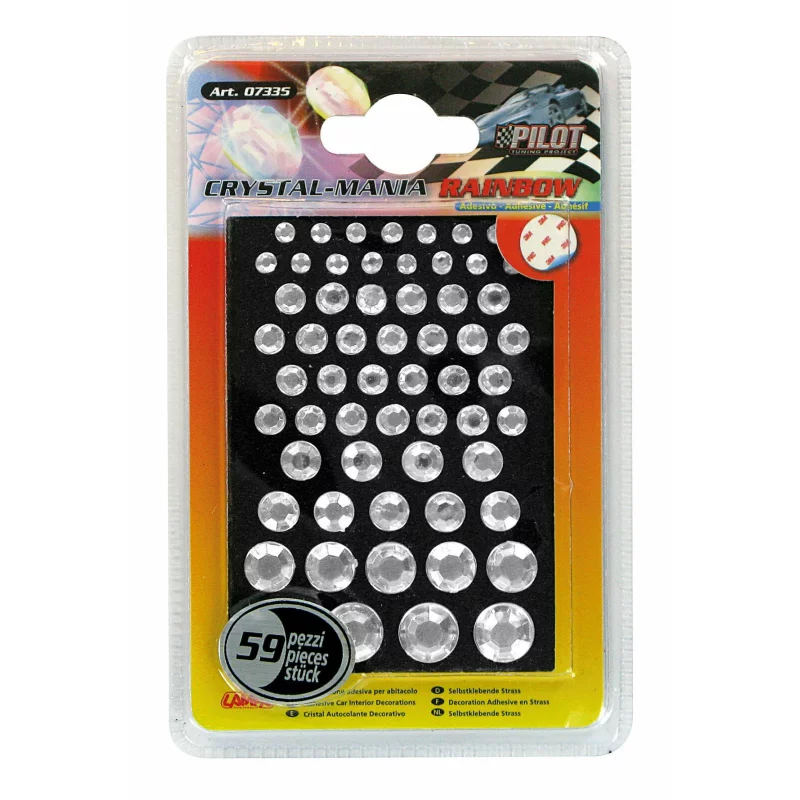 Ornamente auto cristal adezive transparente pentru interior, 59 buc