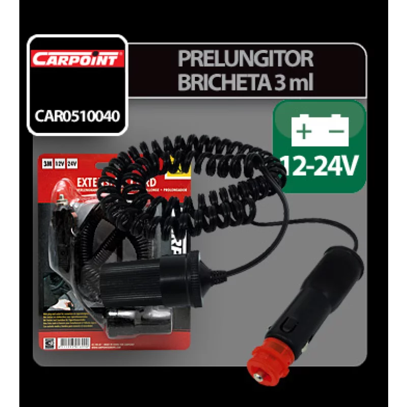 Prelungitor priza bricheta auto 3 m, 12-24V, max. 5A, Carpoint