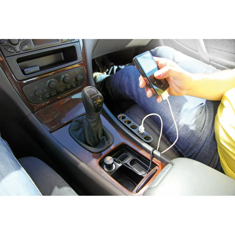 Priza cvadrupla auto 12/24V cu 2 porturi USB Lampa Multi-Socket