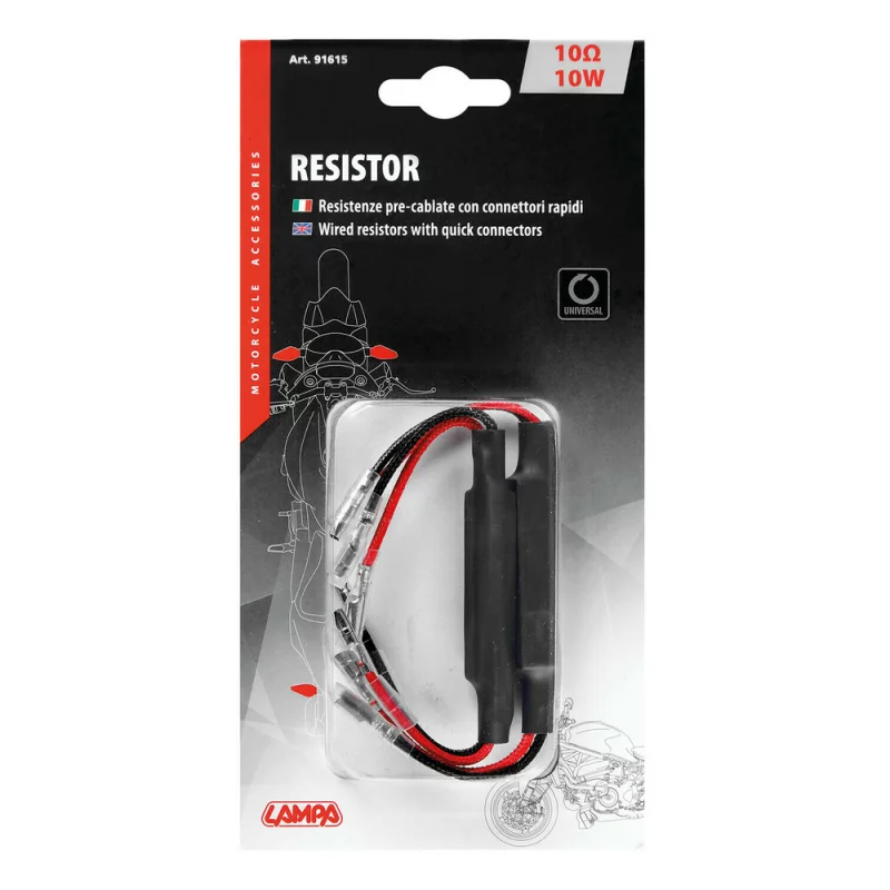 Rezistor pentru semnalizări LED 12V 10Ohm 10W cu mufe rapide, set 2 buc