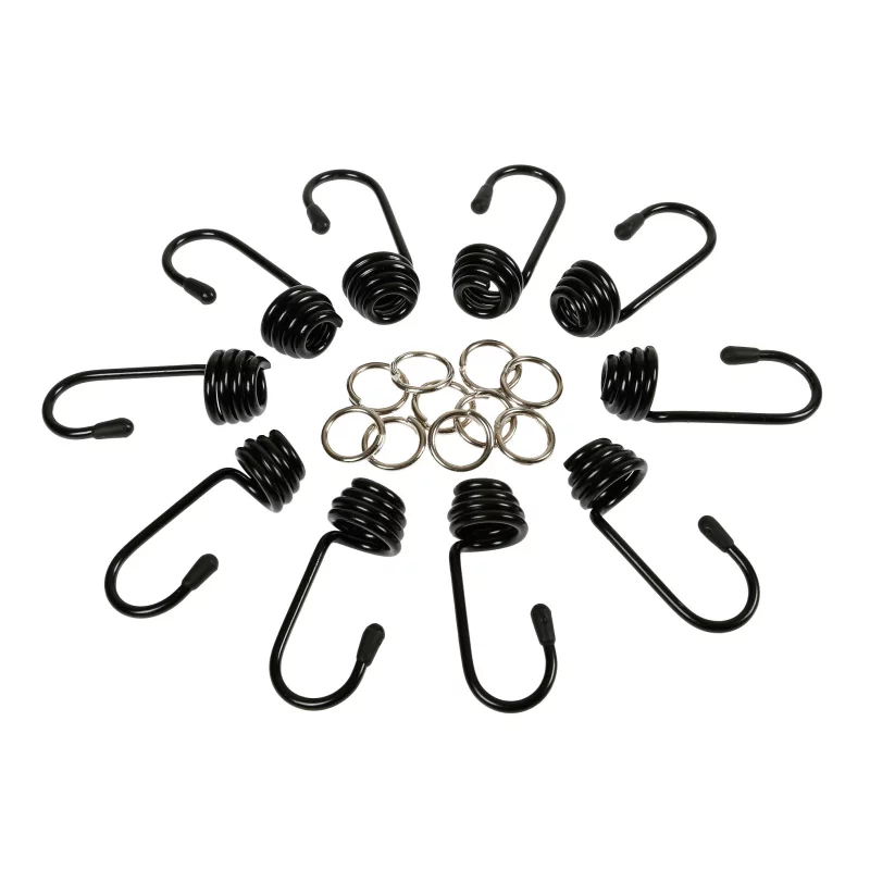 Set carlige si cleme metalice pentru cordon cauciucat 10 mm, 10 buc