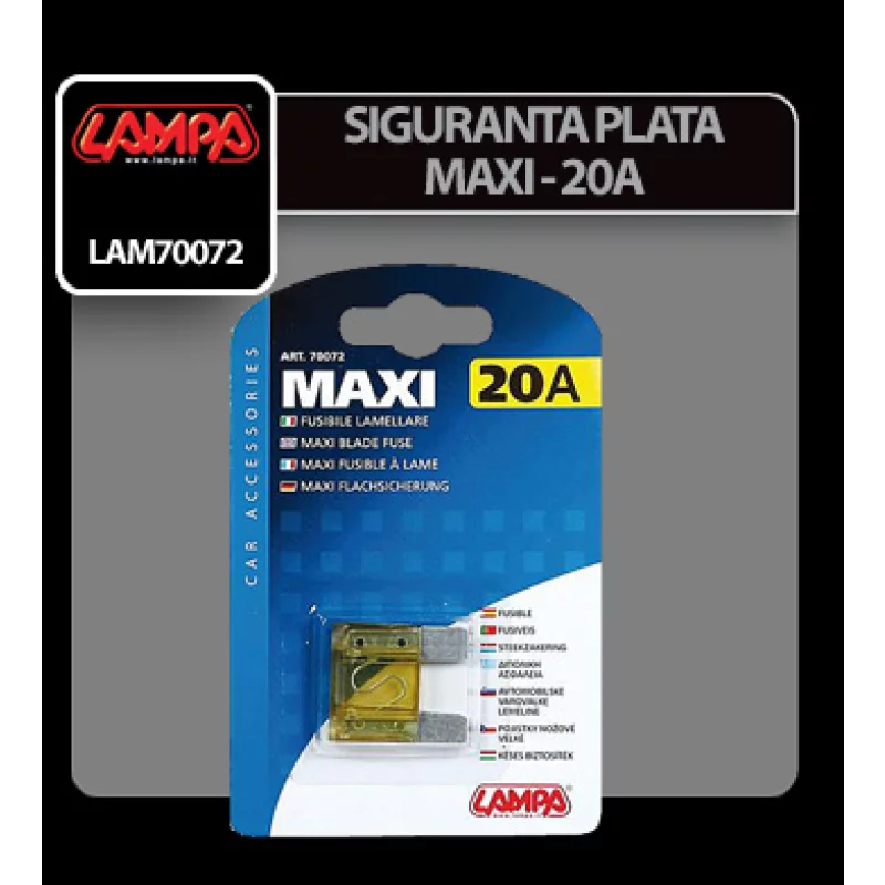 Siguranță plată Maxi 20A auto Lampa, pentru protecția circuitelor electrice