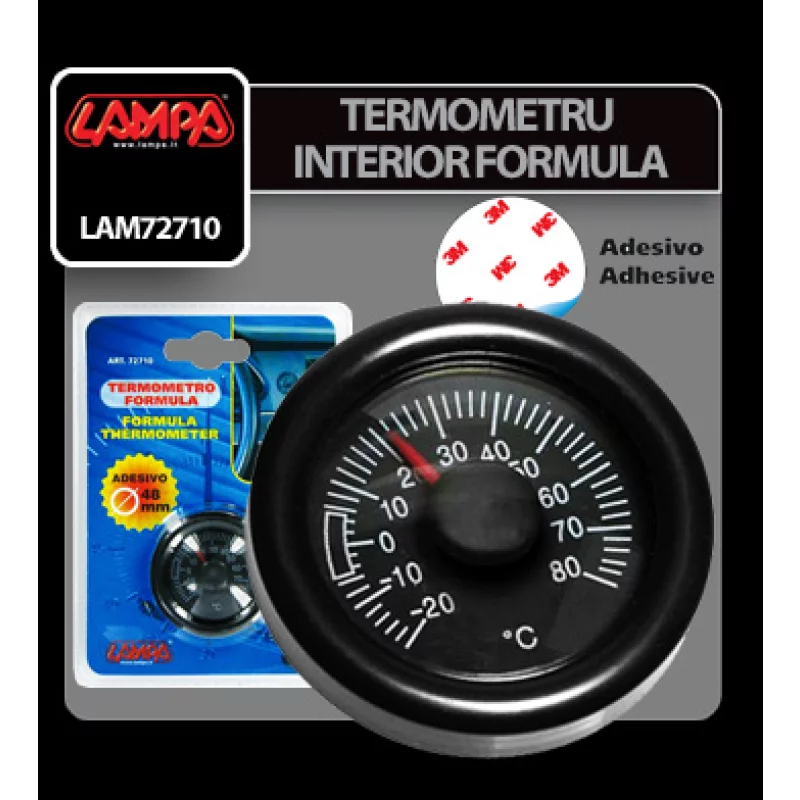 Termometru interior auto Formula analogic, compact, Ø 48 mm
