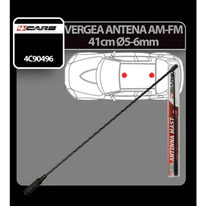 Vergea antena auto AM/FM flexibila 41 cm, Ø 5-6 mm, 4Cars