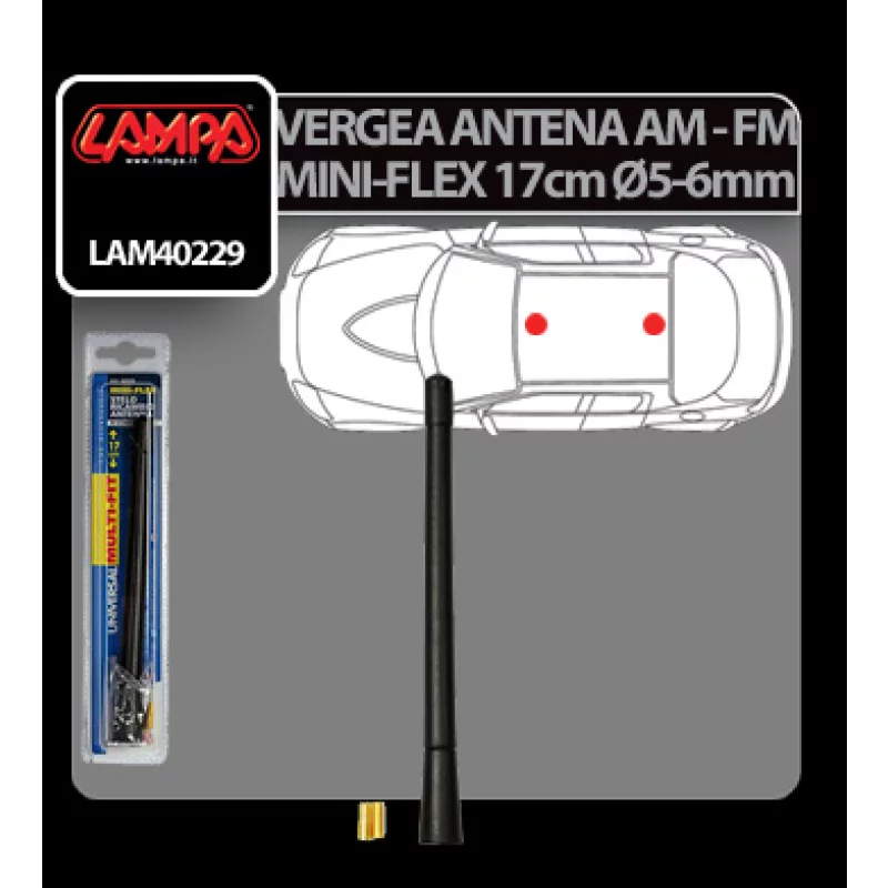 Vergea antena auto Mini-Flex AM/FM Lampa, 17 cm, Ø 5-6 mm