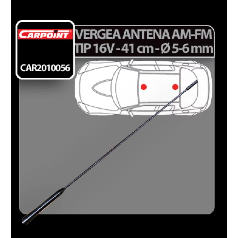 Vergea antena auto AM/FM Carpoint V16, 41 cm, montaj Ø 5-6 mm