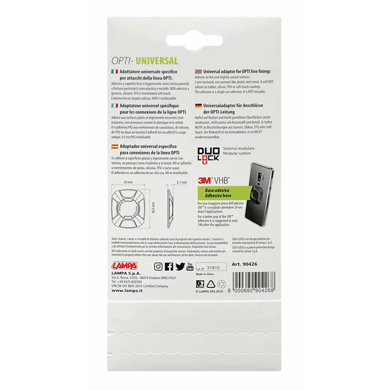 Adaptor universal adeziv pentru suport telefon mobil Lampa Opti