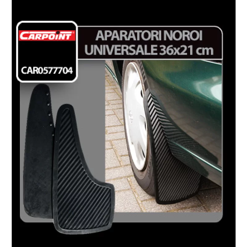 Aparatori noroi universale Carpoint, set 2 buc, 36x21 cm, cauciuc negru