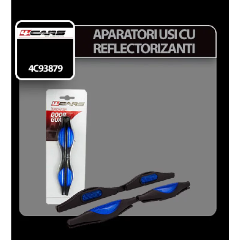 Aparatori muchie usi auto cu reflectorizant, set 2 buc, albastre