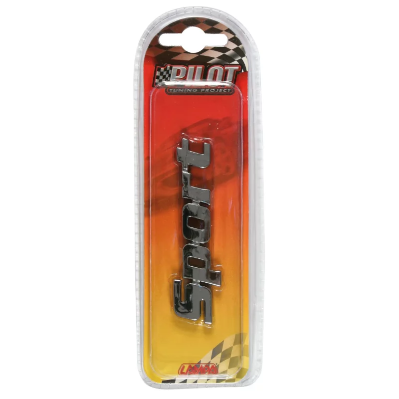 Autocolant 3D crom Sport pentru auto, cu adeziv 3M, 87x23 mm