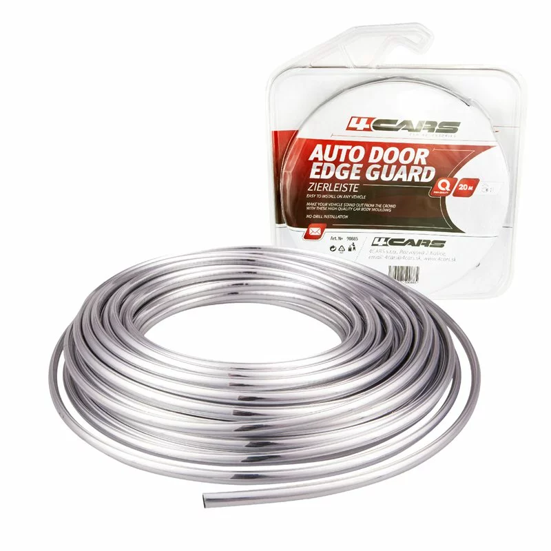 Bandă ornament crom adezivă profil U 4Cars, 20 m x 8 mm, flexibilă