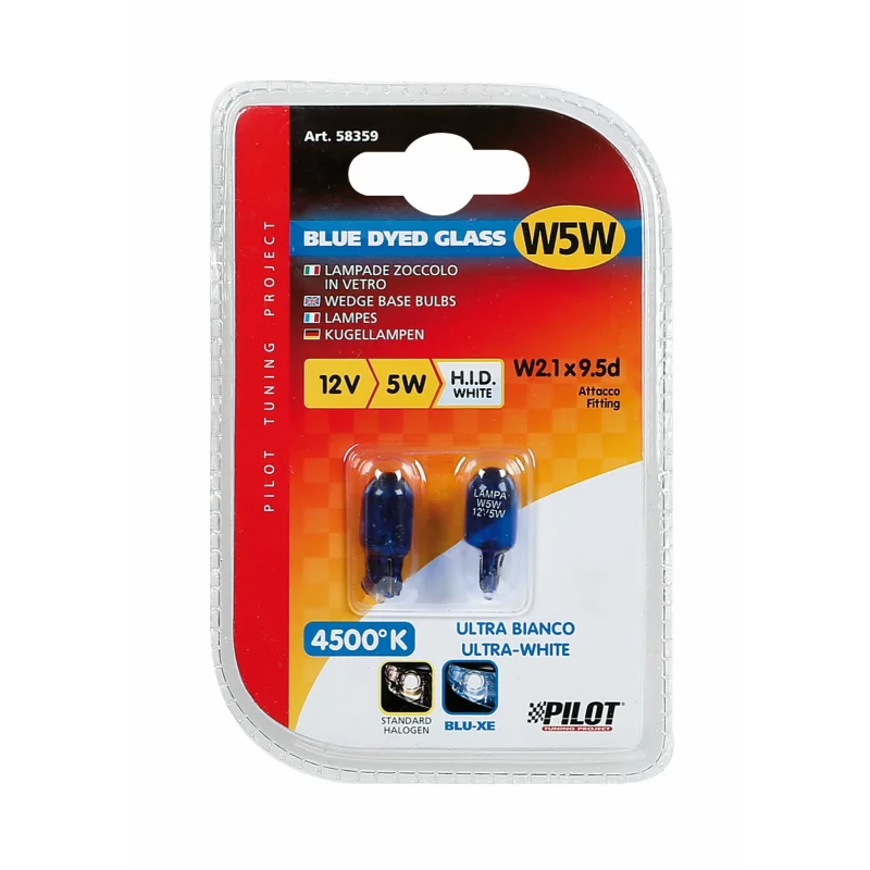 Bec poziție auto W5W Blu-Xe 12V 5W albastru, dulie W2,1x9,5d, set 2 buc