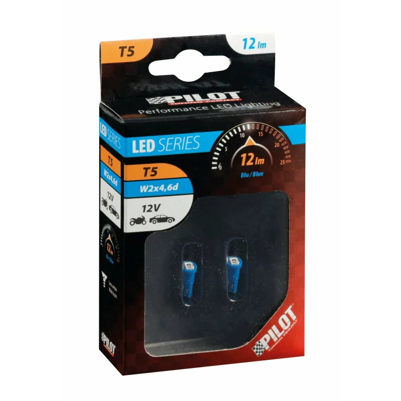 Bec LED T5 Hyper-Led2 12V albas pentru bord auto, soclu W2x4.6d, set 2 buc