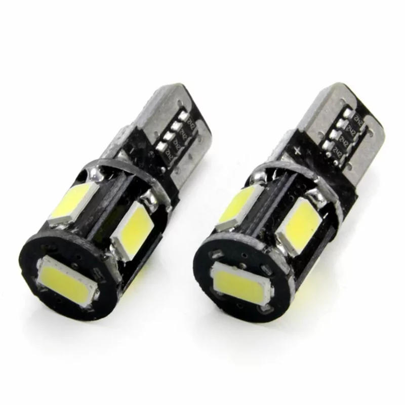 Set 2 becuri LED T10 W5W Canbus 12V, 5 SMD 5730, lumină albă