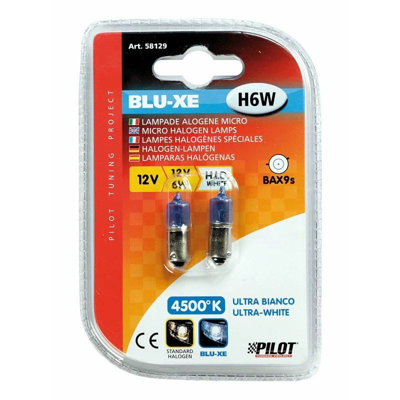 Bec halogen auto BAX9s 12V 6W albastru, efect xenon, set 2 bucăți