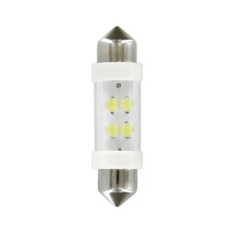 Bec LED sofit 24V alb 11x38 mm cu 4 LED-uri SV8.5-8, set 2 buc