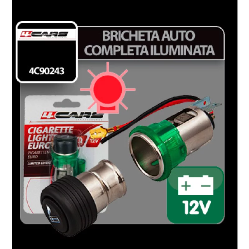 Bricheta auto completa iluminata 12V 4Cars, cu eliberare automata