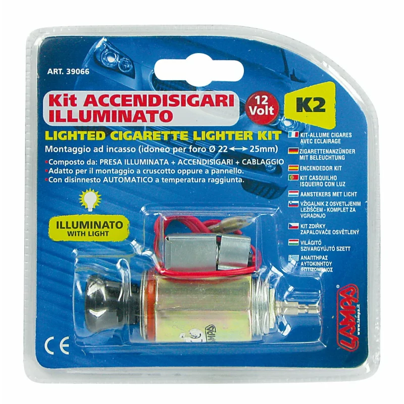 Brichetă auto completă iluminată K2, Ø21 mm, 12V, cu eliberare automată
