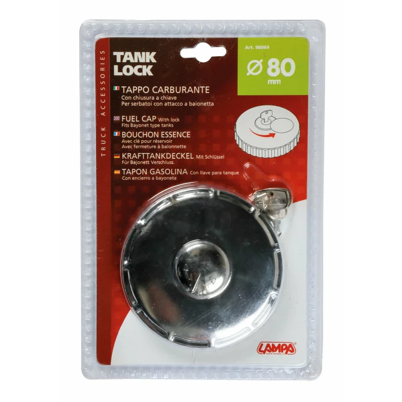 Buson rezervor camion cu cheie, cromat, Ø80 mm, pentru sistem baionetă