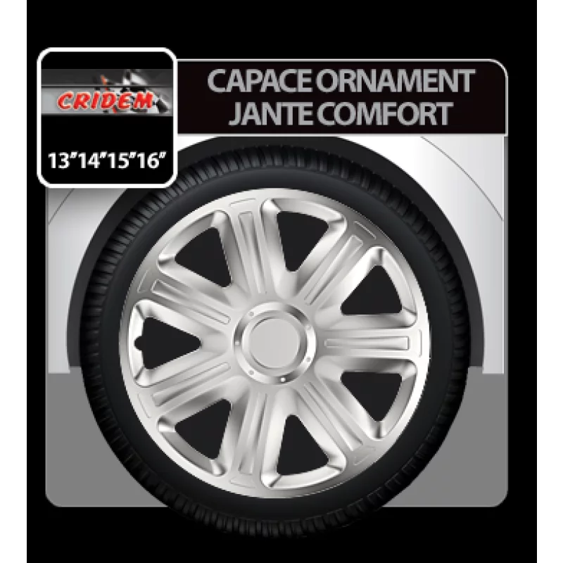 Set 4 capace roti auto Comfort 16 inch, argintii, ABS rezistent