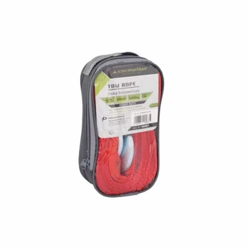 Chingă de tractare auto 4 m, 5500 kg, cu cârlige metalice și steag roșu