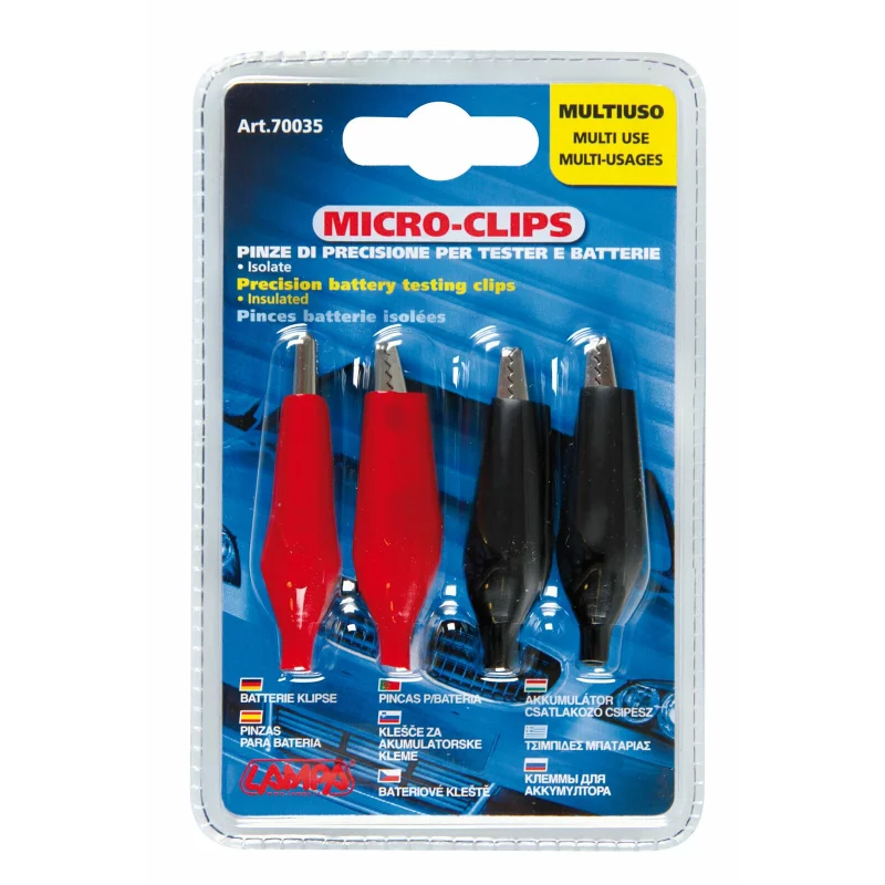 Cleme de precizie pentru tester acumulator, Micro-Clips, 4 buc, 45 cm