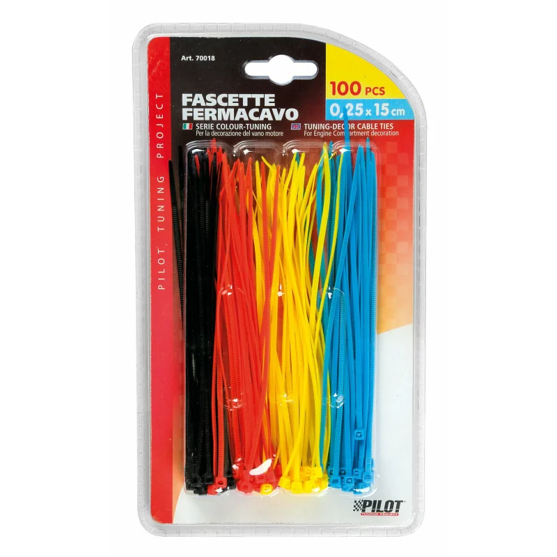 Coliere din plastic colorate 2,5 x 15 cm, set 100 bucati