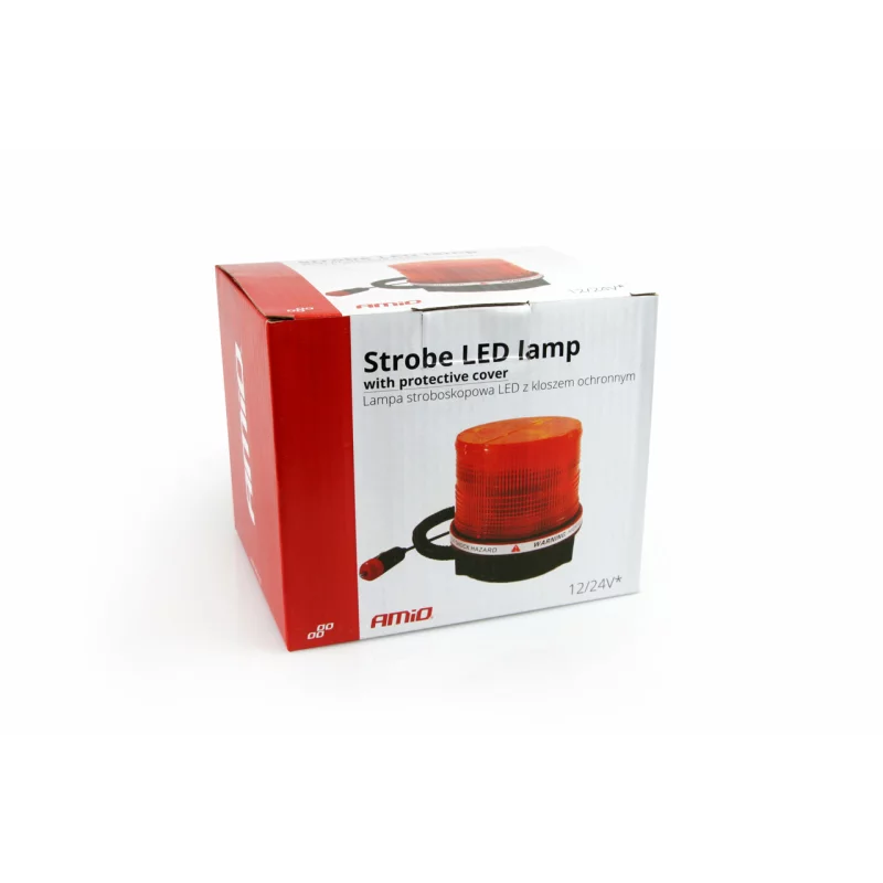 Girofar stroboscopic LED galben cu magnet si alimentare 12V Amio