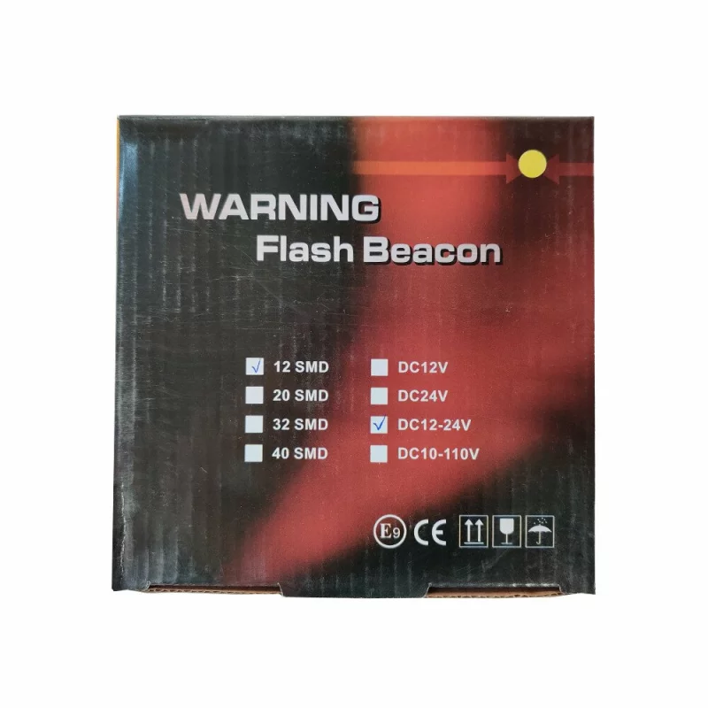 Girofar stroboscopic LED galben cu magnet și alimentare 12/24V