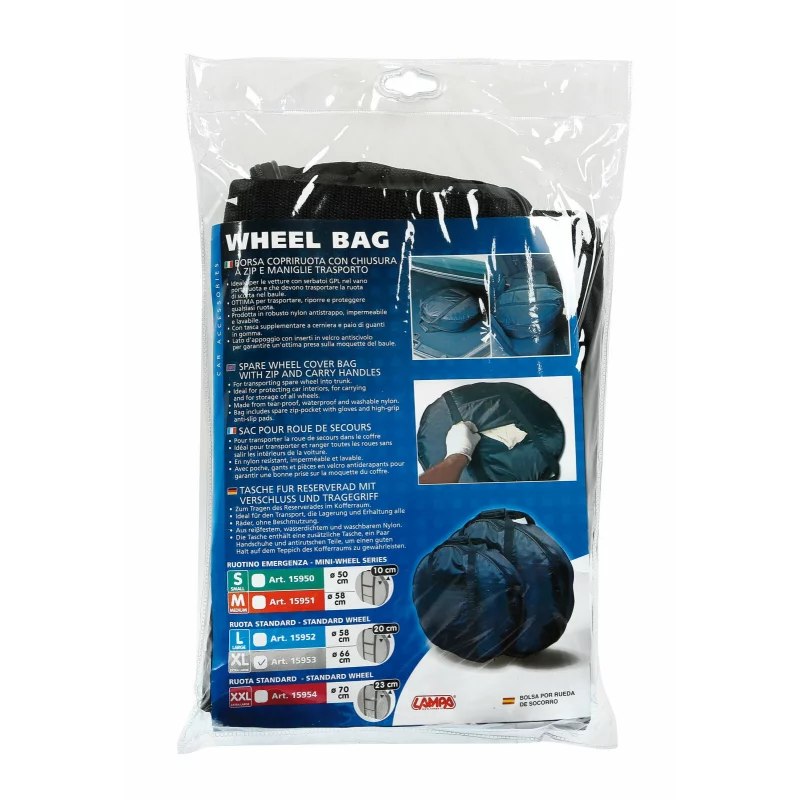 Husă pentru roată de rezervă XL 66x20 cm, cu fermoar și mânere, nylon