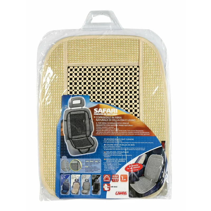 Husă scaun față auto Safari cu mărgele din lemn, universală, fildes