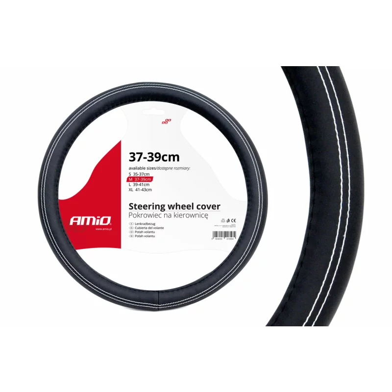 Husa volan Amio SWC-15 marimea M 37-39 cm, negru/alb