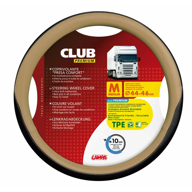 Husă volan camion Club Premium bej, mărimea M, Ø 44-46 cm