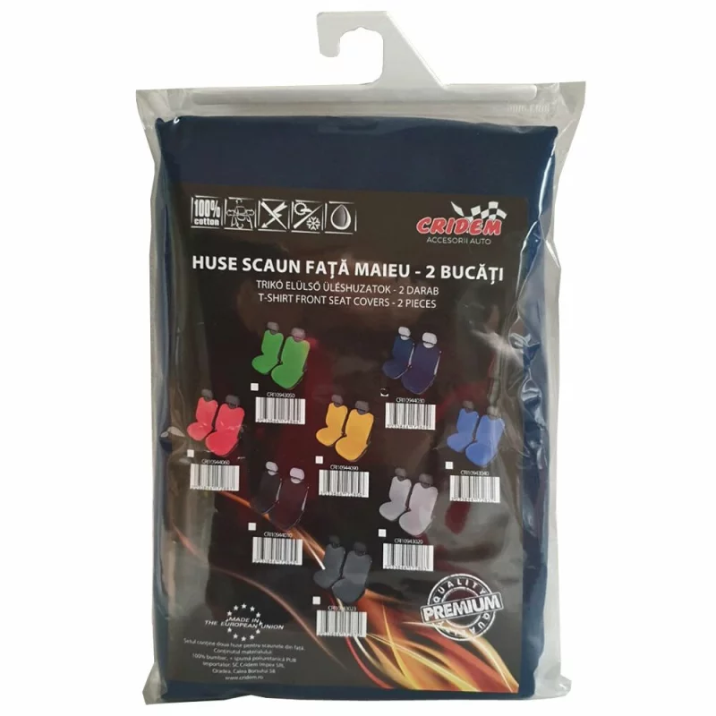 Huse scaun față tip maieu Cridem, 2 bucăți, albastru închis