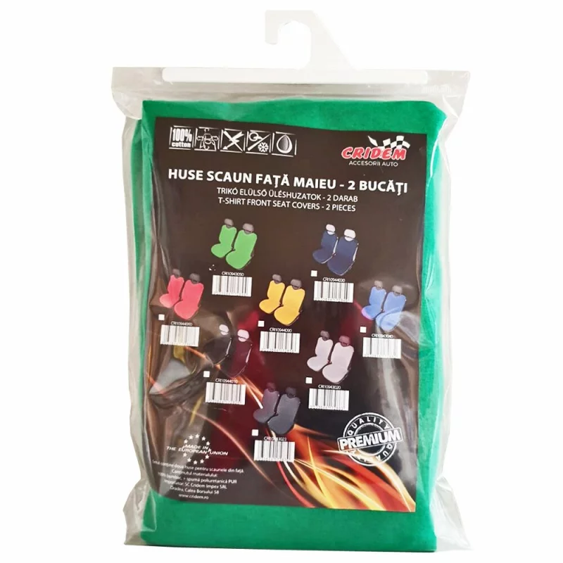 Huse scaun față tip maieu Cridem, universale, verzi, set 2 buc