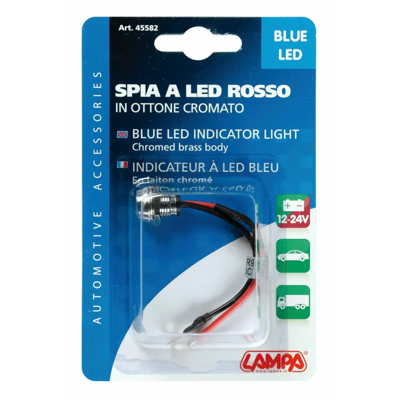 Indicator luminos LED albastru 12/24V pentru panou, montaj Ø11,2 mm