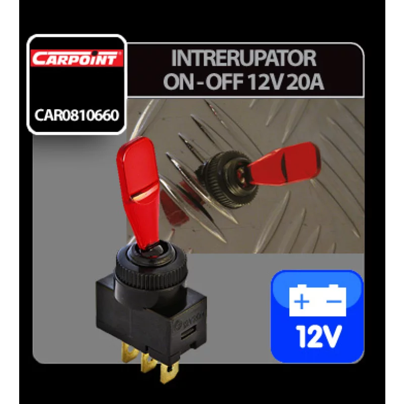 Intrerupator auto basculant On-Off 12V 20A rosu, 3 pini, Carpoint