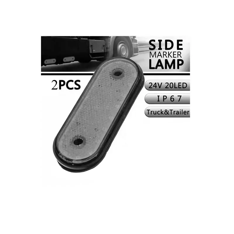 Lampa gabarit LED 12/24V cu catadioptru, set 2 buc, alb dungi