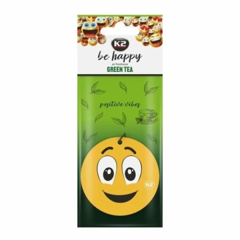 Odorizant auto K2 Be Happy Green Tea cu agatator pentru oglinda