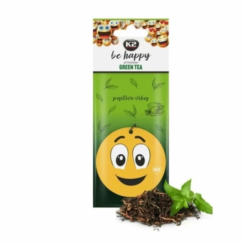Odorizant auto K2 Be Happy Green Tea cu agatator pentru oglinda