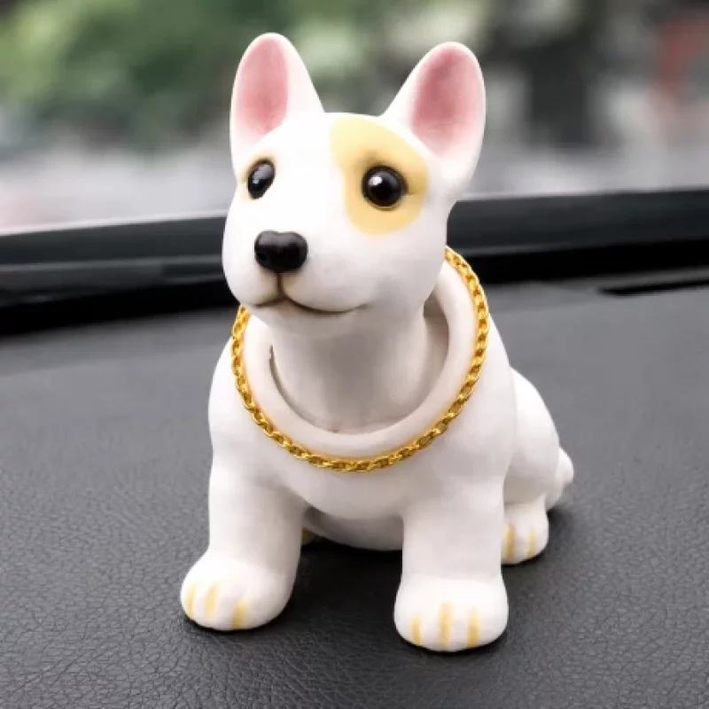 Ornament auto interior Bull Terrier cu cap mobil pentru bord
