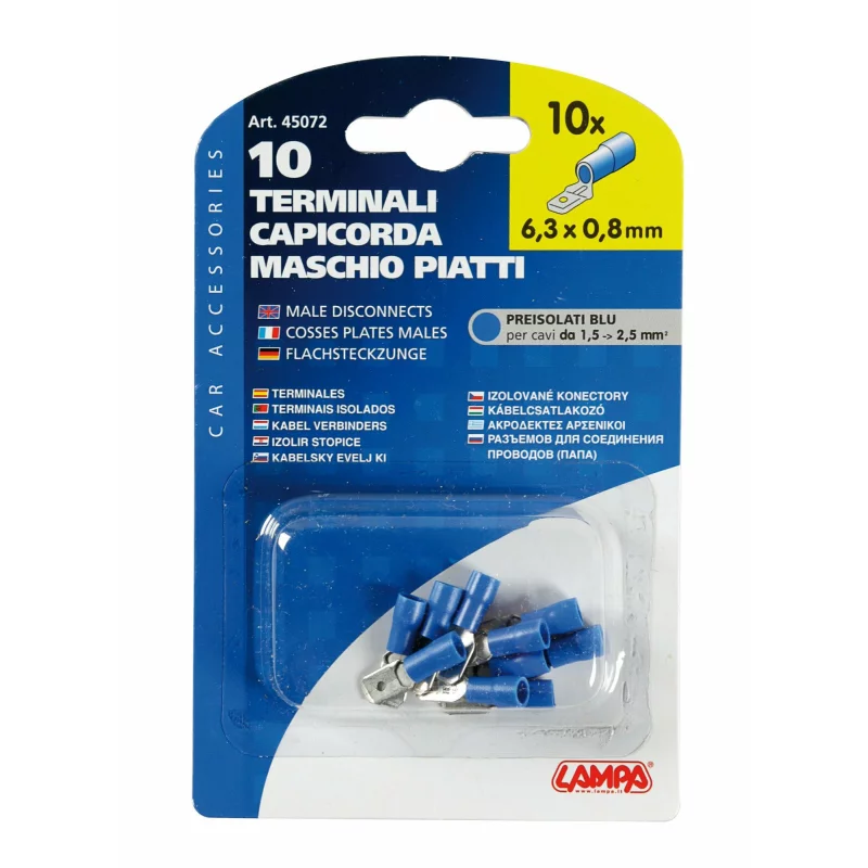 Papuci electrici tata 6,3x0,8 mm albastru, set 10 buc