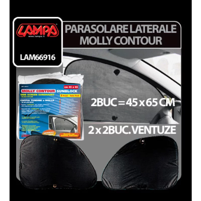 Parasolare laterale auto Molly Contour 45x65 cm, nylon negru