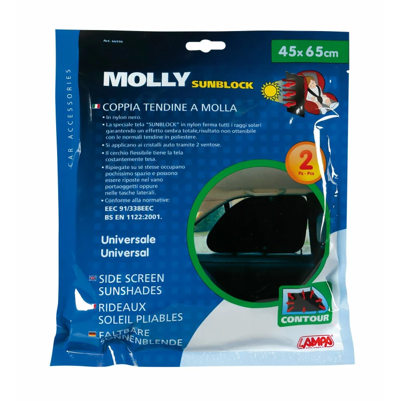 Parasolare laterale auto Molly Contour 45x65 cm, nylon negru