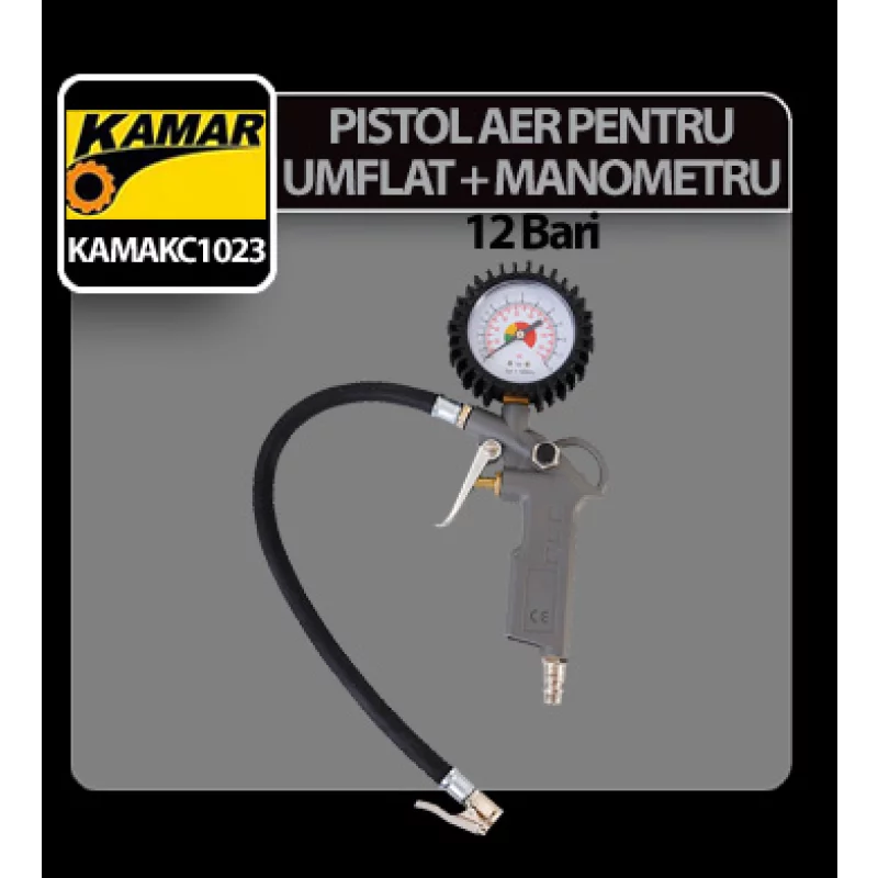 Pistol aer pentru umflat cu manometru Kamar