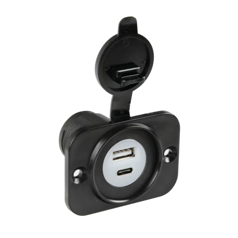 Priza auto incorporabila cu USB A si USB C 12/24V 3000mA Lampa Ext-12